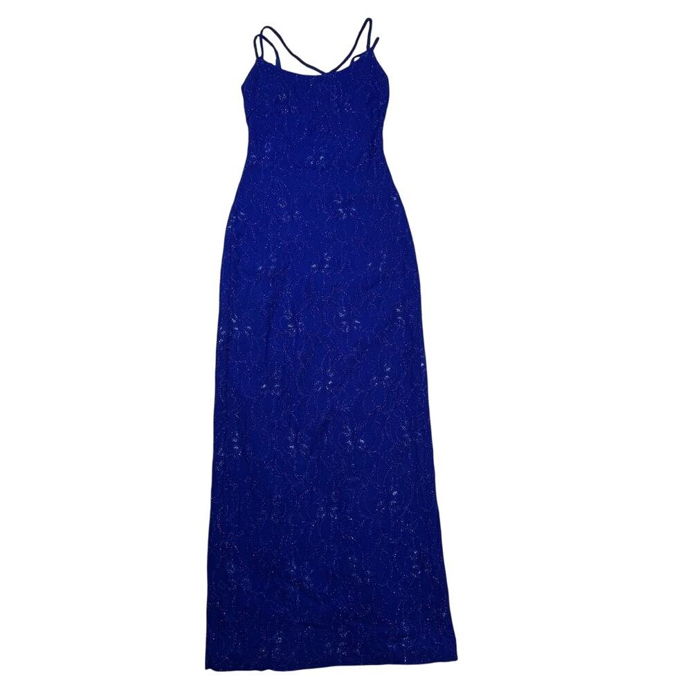 VTG 5.7.9 Maxi Dess Blue Bodycon Back Strappy Back Women's 00 Gown Party Prom